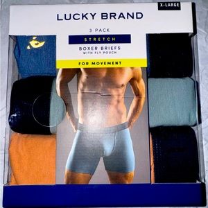 Lucky Brand 3Pack Men Essential Soft Stretch Boxer Briefs With Fly Pouch X-large